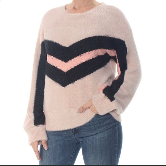 Vince Camuto Long Sleeve Crew Neck Chevron Sweater in Rose Buff. XXL NWT - Picture 1 of 11